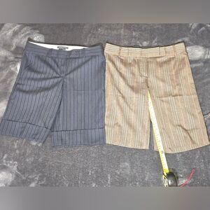 BUNDLE OF 2 BCBGMaxAzria Women's Striped Shorts - Blue and Brown Wool Blend 8